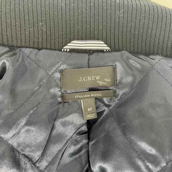 J Crew Coat Italian Wool Lodge Tweed Zip Up in Boucle Speckled Black White 6P - Picture 9 of 12